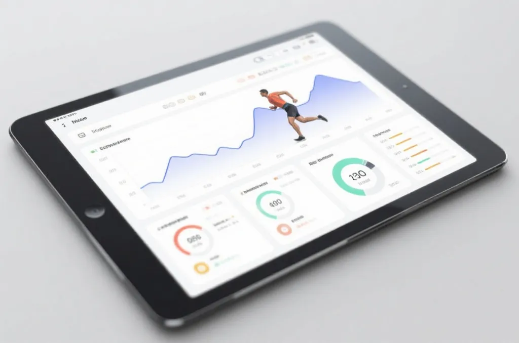 Modern sports analytics dashboard displaying player recovery metrics and environmental statistics